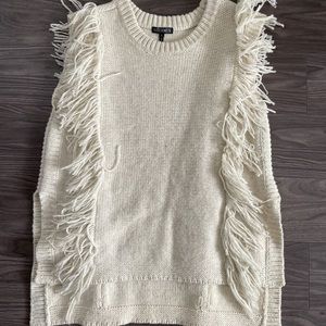 Intermix Womens Crew Neck Asymmetrical Shell Sweater White Wool Size Small